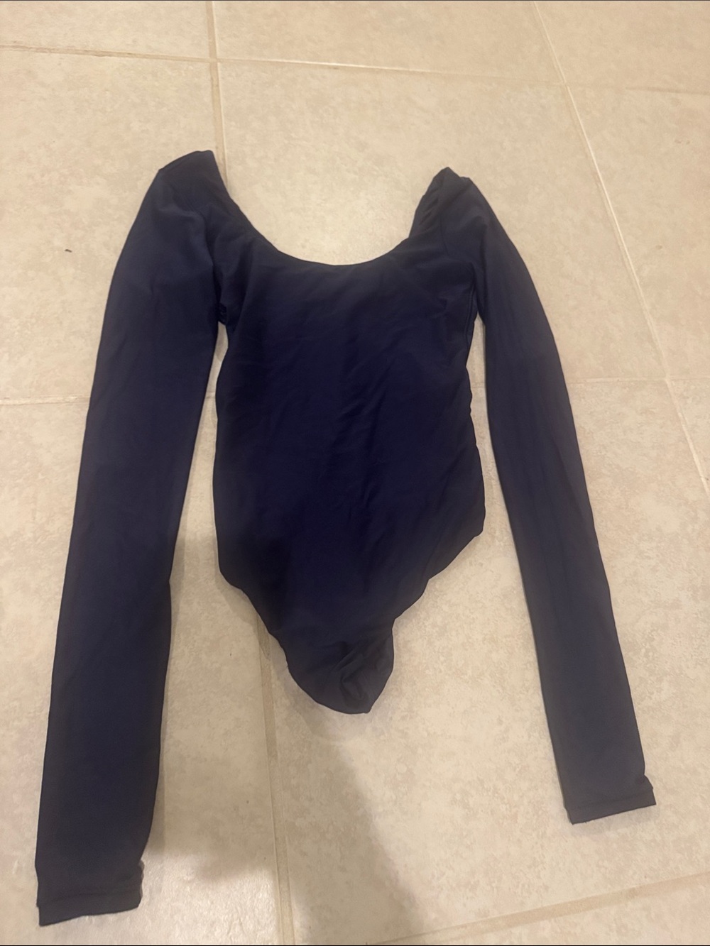aerie Navy Long-Sleeve Scoop-Neck Bodysuit